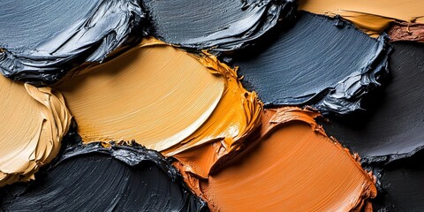 Poster - Artistic arrangement of oil paint swatches showcasing vibrant colors and textures