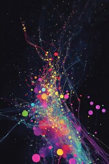 Poster - vibrant abstract background featuring colorful particles and flowing light effects. perfect for crea