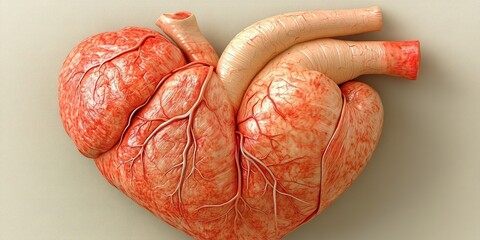 Poster - Detailed anatomical heart model showcasing veins and arteries in a realistic setting for educational purposes