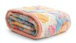 © KASUEMA SALAE - A beautiful hand-made quilt folded neatly on a white isolated background