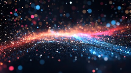 Wall Mural - this vibrant abstract image features colorful particles sparkling against a dark background, creatin