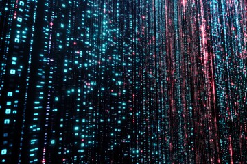 Poster - a colorful, abstract image of a computer code. the colors are bright and the lines are very thin. th