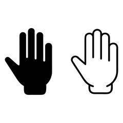 Wall Mural - hand icon. collection of black and white icons of human hand palm isolated on white background. vect