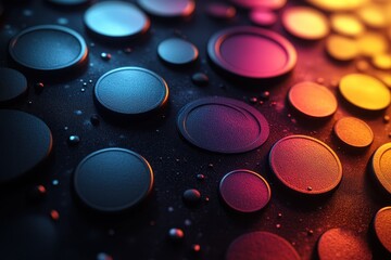 Poster - Brightly colored droplets on a textured surface create a mesmerizing visual effect at night