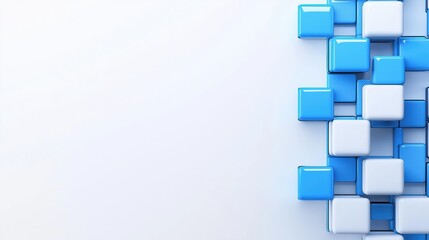 Poster - Modern Flat Design Illustration Representing Blockchain Scalability with Blue and White Cubes