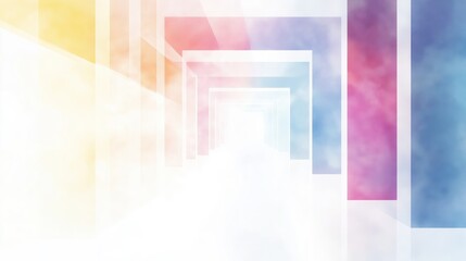 Aufkleber - Abstract Watercolor Illustration in Soft Colors Featuring Encrypted VPN Conceptual Design for Digital Security