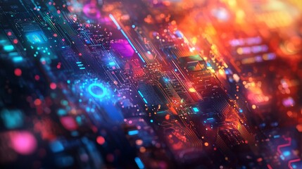 Poster - Explore a vibrant abstract backdrop featuring colorful IoT components and technology elements. This dynamic design showcases a futuristic aesthetic perfect for digital projects.