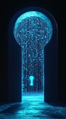 Poster - Enchanted Keyhole with Glowing Light and Sparkling Particles