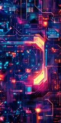 Poster - This vibrant abstract digital background showcases bright connections and light effects, perfect for themes of technology and innovation.
