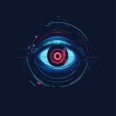 Poster - A striking depiction of a futuristic eye design featuring digital elements. The vibrant colors and intricate details suggest advanced technology and vision.