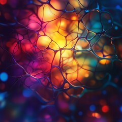 Poster - Dynamic abstract representation featuring colorful organic shapes and light effects. This vibrant and mesmerizing design adds depth to any creative project or background.
