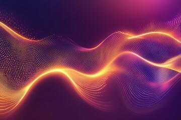 Poster - This abstract image showcases colorful wave patterns with glowing light effects on a dark background, creating a captivating and vibrant visual experience.