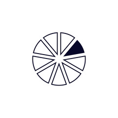 Poster - A simple pie chart with eight segments. one segment is highlighted and the rest are minimal lines.