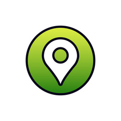 Poster - A green circular map pin features a smooth gradient and a solid black outline for navigation use.