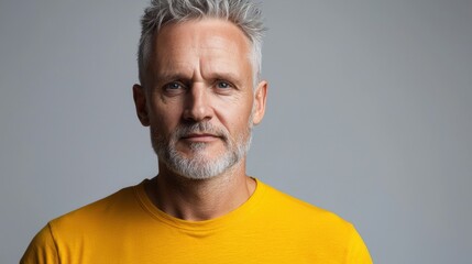 Aufkleber - A man with a beard and gray hair is wearing a yellow shirt
