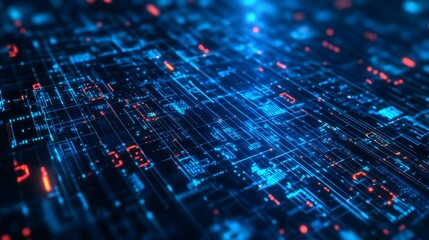 Poster - explore a captivating abstract digital technology background featuring glowing circuitry, vibrant da