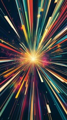 Poster - A stunning abstract image featuring a vibrant light burst radiating colorful rays in dynamic motion, creating a sense of energy and creativity. Perfect for artistic projects.