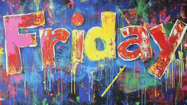 vibrant friday graffiti art with splashy colors and urban street vibes