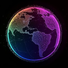 Poster - This abstract globe design showcases colorful geometric lines and points, symbolizing connection and technology. Ideal for modern themes and digital projects.
