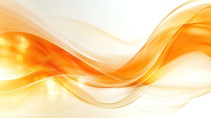 Poster - Abstract orange wave with bokeh lights on white background.