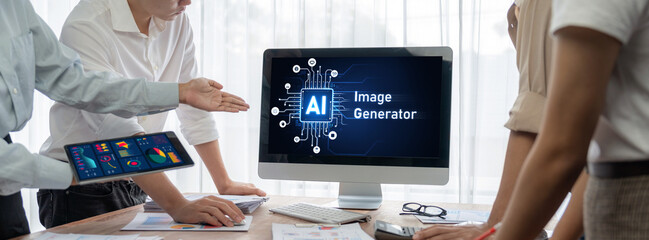 Fototapete - Generative AI virtual assistant tools for prompt engineer and user for ease of engage artificial intelligence AI technology help people to work with generative AI functions by prompting the AI brisk