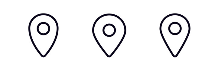 Poster - three identical location icons with a minimal outlined design, often used for maps and navigation.