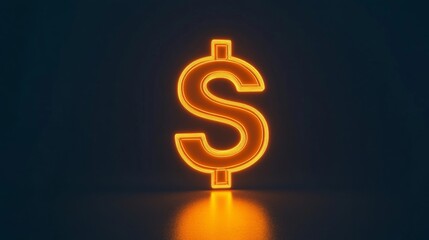 Poster - Illuminated Dollar Sign on a Reflective Surface Creating a Wealth and Investment Atmosphere