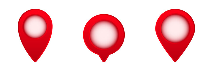 Poster - Three red location pins with gradient centers, perfect for map indication and geographical pinpointing.