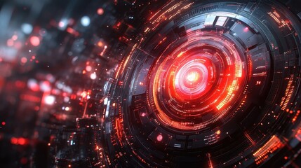 Fototapete - Futuristic technology visualization digital space abstract graphic sci-fi environment close-up view innovation concept
