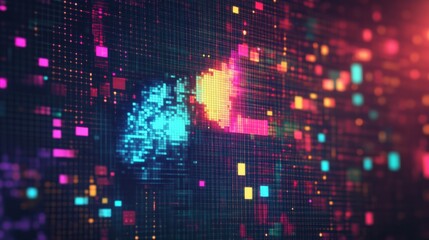 Aufkleber - Cursor icon on a pixelated grid background representing computer technology and digital services for creative projects