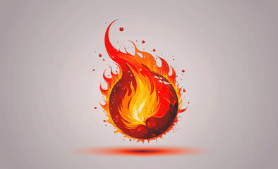 Poster - Red fire with a white background. The fire is surrounded by a circle