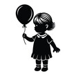 © Sadia - Silhouette of a Joyful Little Girl Holding a Balloon, Playful and Happy Child Vector Illustration