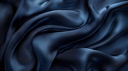 Poster - The dark blue silk fabric flows with grace, demonstrating rich textures and subtle shine. Its gentle draping creates an inviting and luxurious atmosphere, perfect for artistic inspiration