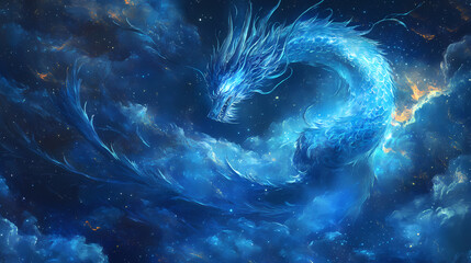 Wall Mural - a mesmerizing display of swirling blue particles creates a cosmic vortex in deep space. celestial - 