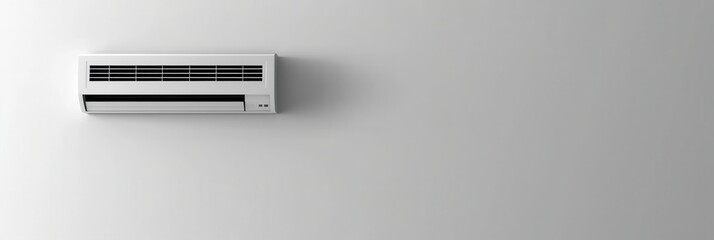 Poster - Clean and modern air conditioner mounted on a white wall for installation guidance and promotional use in a contemporary space