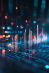 Aufkleber - futuristic data analysis visualization with abstract graphs and colorful light patterns