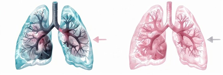 Poster - Comparison of smokers lungs and healthy lungs emphasizing the impact of smoking on lung health for educational purposes