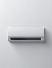 Poster - Clean and sleek air conditioner mounted on a white wall for modern interior settings