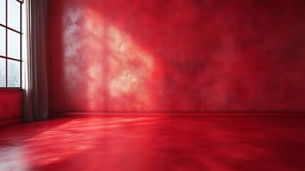 Poster - Red Room Interior With Light Entering Through The Window