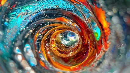 Poster - Particles swirling into a vibrant vortex creating a mesmerizing spectacle of color and motion, Particles swirling into a vortex