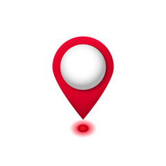 Poster - Red location pin symbol with white circle in center. commonly used in maps and navigation apps.