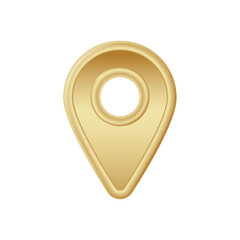 Poster - Golden map pin with a smooth, rounded design. it features a central hollow circle for location.