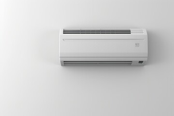 Aufkleber - Sleek air conditioner mounted on a clean white wall in a modern room promoting efficient cooling solutions for any space