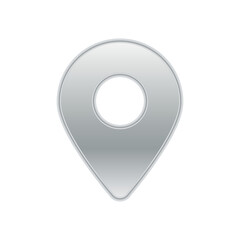 Poster - Shiny metallic location marker icon features a subtle gradient. represents modern digital navigation tools.