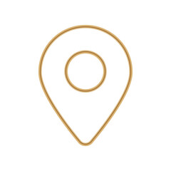 Poster - Simple gold map pin design with a round center, used for navigation and indicating locations.