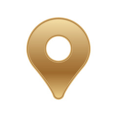 Poster - A golden map pin icon with a shiny metallic finish. ideal for navigation and location app designs.
