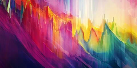Poster - Vibrant Abstract Landscape with Multicolored Gradient and Dynamic Light Effects