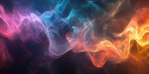 Poster - Colorful Abstract Wave Pattern with Smooth Flowing Light Effects in Digital Art Design