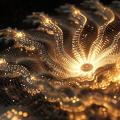 Poster - Vibrant abstract digital art featuring glowing patterns and swirling shapes. This composition embodies a futuristic aesthetic that blends elegance and energy.