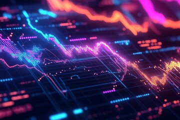 Poster - this vibrant digital illustration showcases an abstract data visualization featuring colorful financ